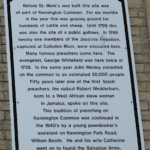 A sign telling about the history of St. Marks Church and Kennington Park