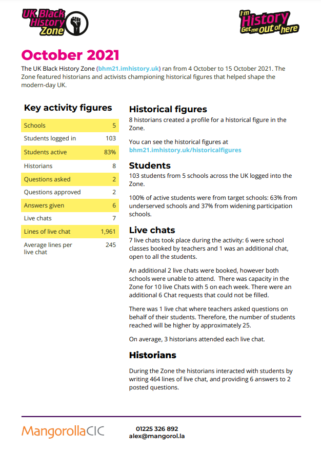 A screenshot of the front page of the report